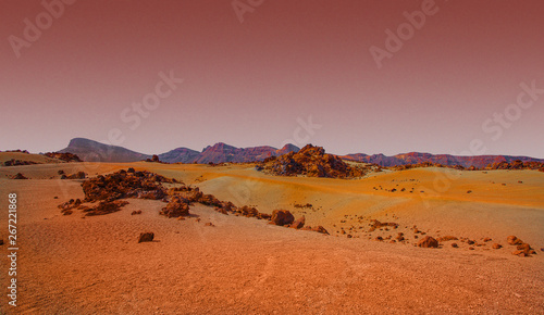 Fototapeta Naklejka Na Ścianę i Meble -  A Red and Orange landscape from Mars.