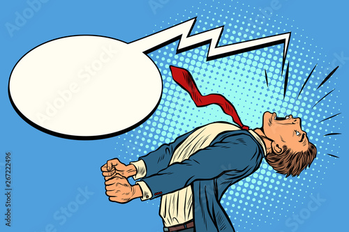 panic businessman screaming