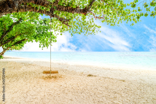 Koh Rok Island - Beautiful seascape with wounderful white beach and blue sky Best island in Koh Lanta Island Krabi Province Thailand photo