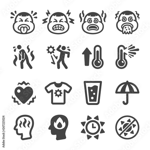 heat stroke icon set