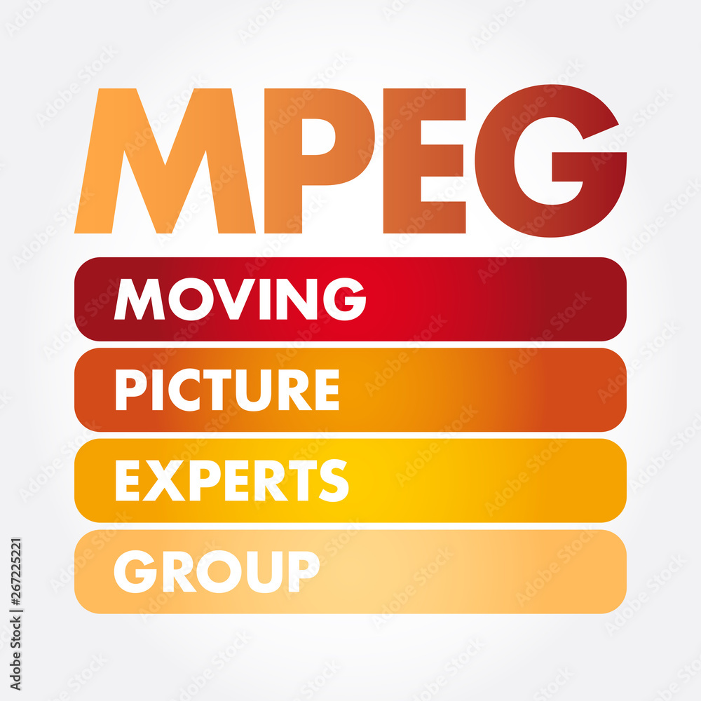 MPEG - Moving Picture Experts Group acronym, technology concept