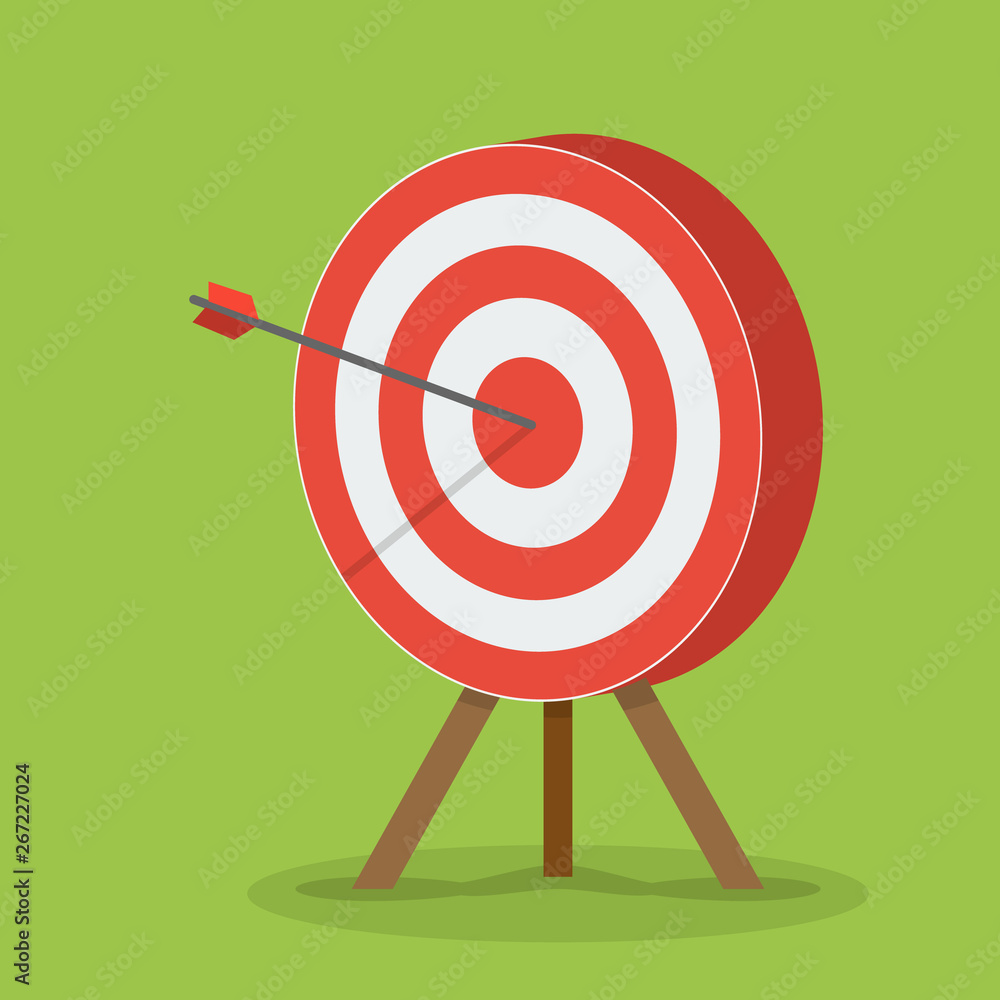 Target with arrow. Business success concept. Vector flat target isolated icon Target with arrow. Business success concept. Vector flat target isolated icon