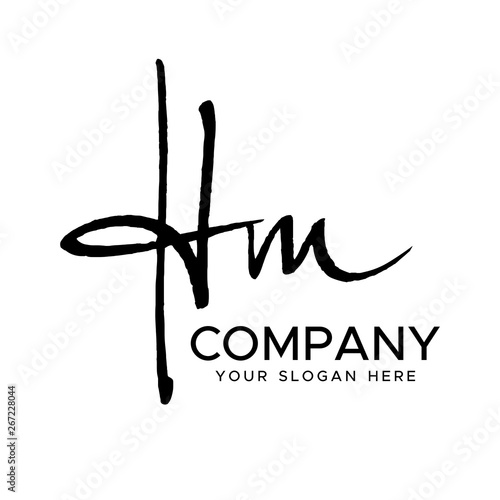 HM Initial Letter handwriting logo vector. Hand lettering for designs