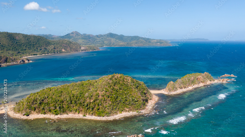 Beautiful archepilag with coral reefs.Tropical islands, view from above. Philippines, Palawan Beautiful archepilag with coral reefs.Tropical islands, view from above. Philippines, Palawan