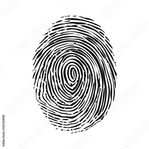 Black silhouette of fingerprint vector illustration.