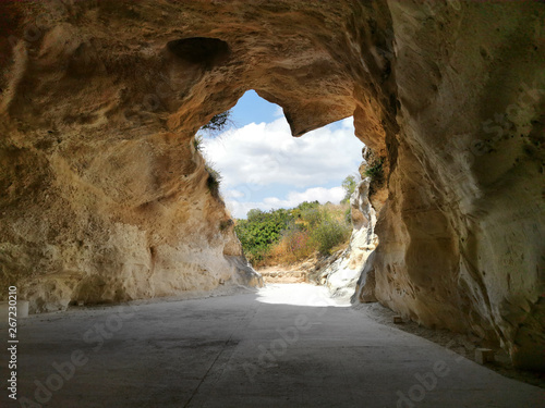 Inside a cave