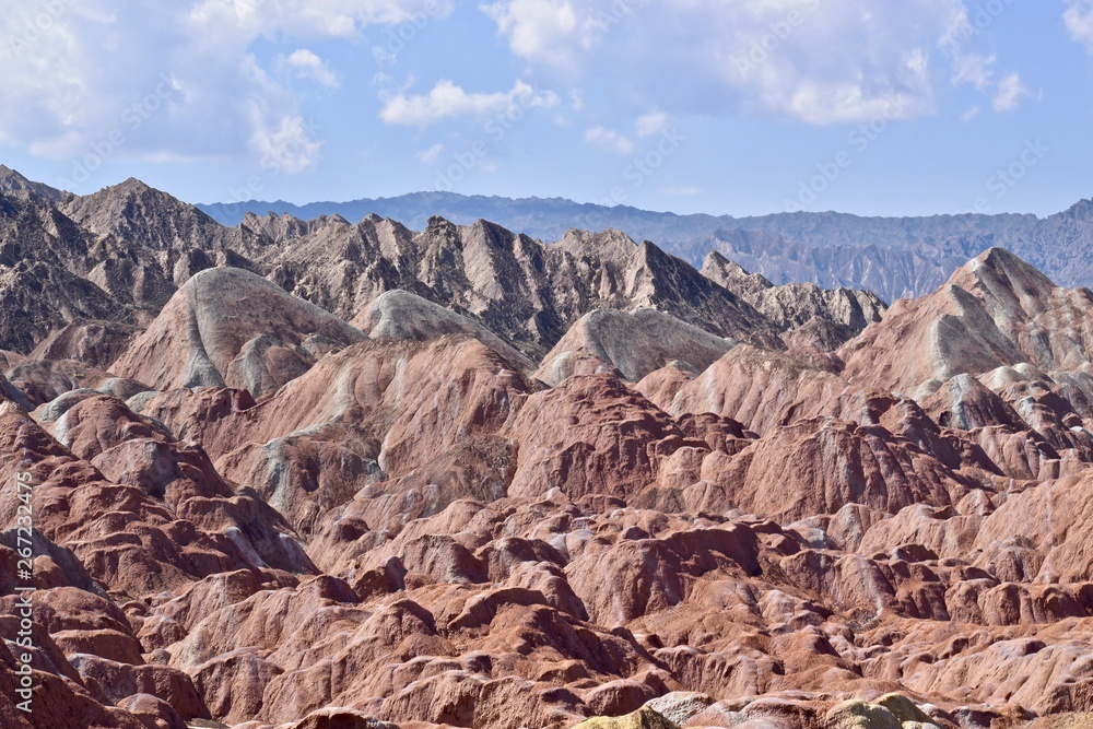 Obraz premium Colorful hills known as Rainbow mountains of China in Zhangye Danxia Landform Geological Park, Gansu province, China