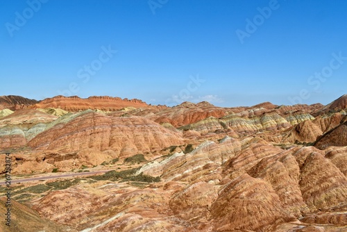 Colorful hills known as Rainbow mountains of China in Zhangye Danxia Landform Geological Park, Gansu province, China