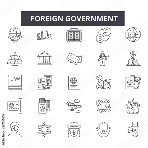 Foreign government line icons, signs, vector set, outline concept, linear illustration