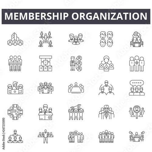 Membership organization concept line icons, signs, vector set, outline concept, linear illustration