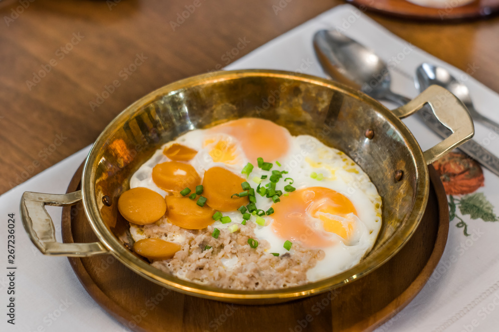 Indochina pan-fried egg with toppings Indochina pan-fried egg with toppings