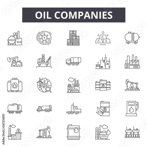 Oil companies line icons, signs, vector set, outline concept, linear illustration