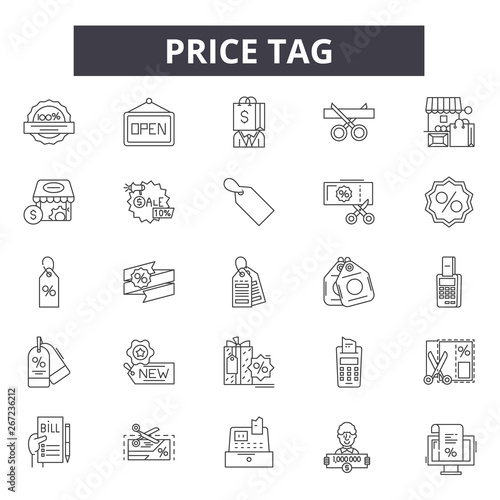 Price rag line icons, signs, vector set, outline concept, linear illustration