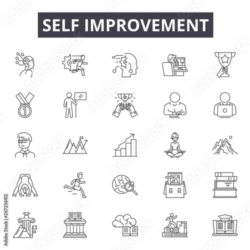 Self improvement line icons, signs, vector set, outline concept, linear illustration