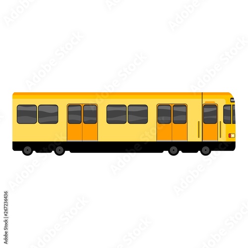 Yellow subway train icon. Cartoon of yellow subway train vector icon for web design isolated on white background