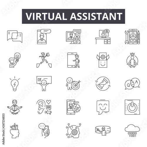 Virtual assistants line icons, signs, vector set, outline concept, linear illustration