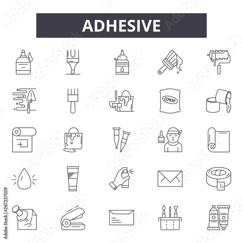 Adhesive line icons, signs, vector set, outline concept, linear illustration