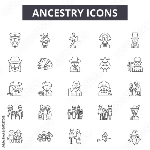 Ancestry line icons, signs, vector set, outline concept, linear illustration