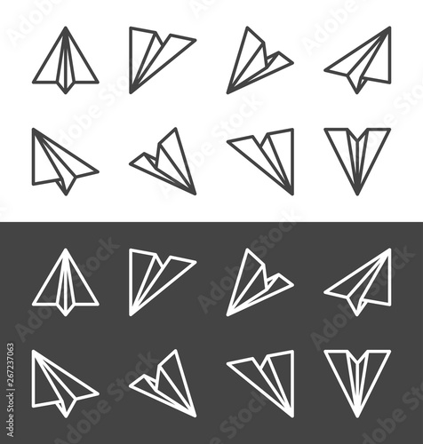 paper plane line icon set