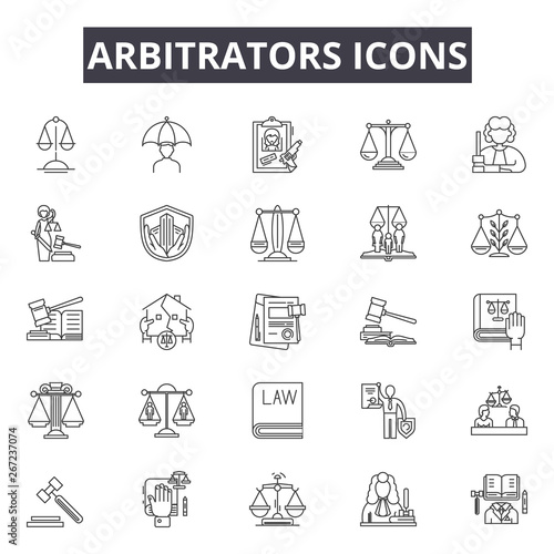 Arbitrators line icons, signs, vector set, outline concept, linear illustration