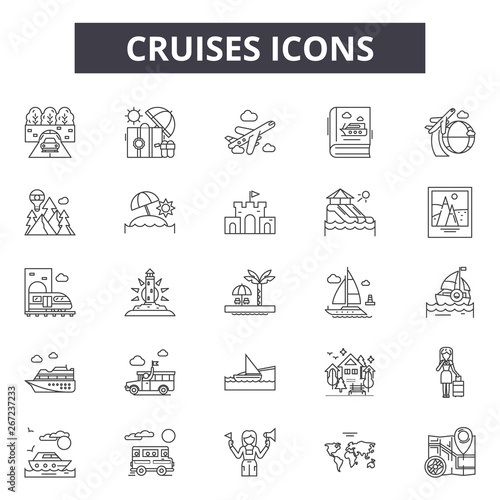 Cruises line icons, signs, vector set, outline concept, linear illustration