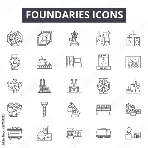 Foundaries line icons, signs, vector set, outline concept, linear illustration