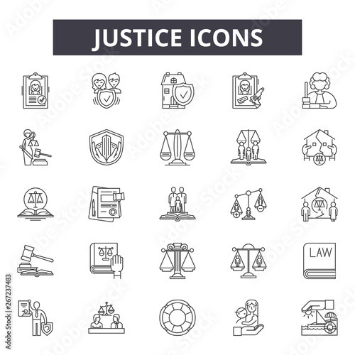 Justice line icons, signs, vector set, outline concept, linear illustration