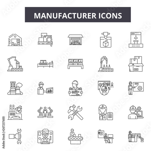 Manufacturer line icons, signs, vector set, outline concept, linear illustration