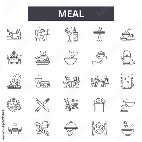 Meal line icons, signs, vector set, outline concept, linear illustration