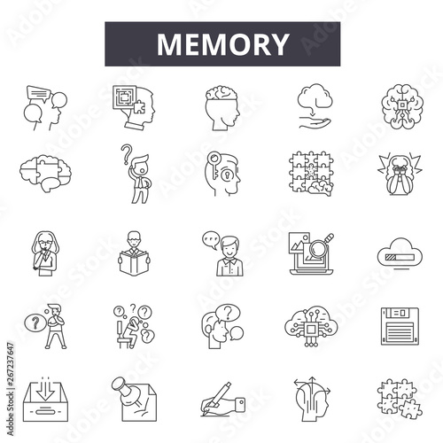 Memory line icons, signs, vector set, outline concept, linear illustration