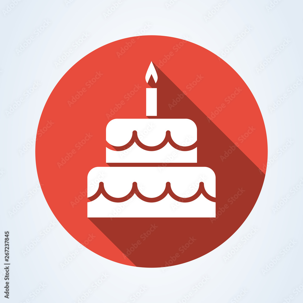 Birthday cake flat style. icon isolated on white background. illustration Birthday cake flat style. icon isolated on white background. illustration