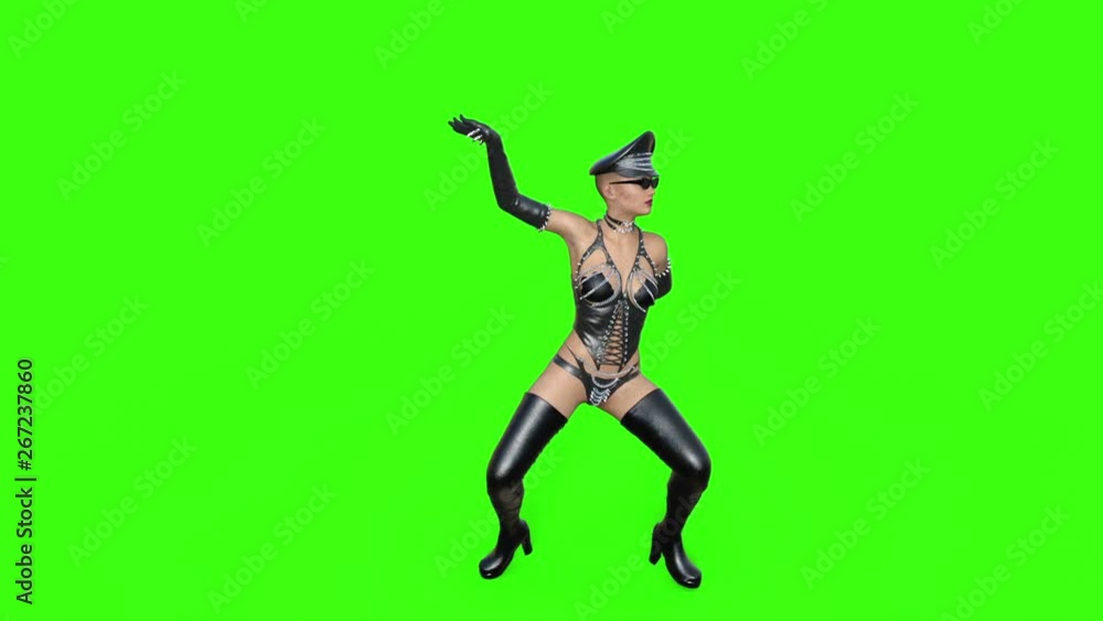 girl in costume harness dancing, Animation,green screen girl in costume harness dancing, Animation,green screen