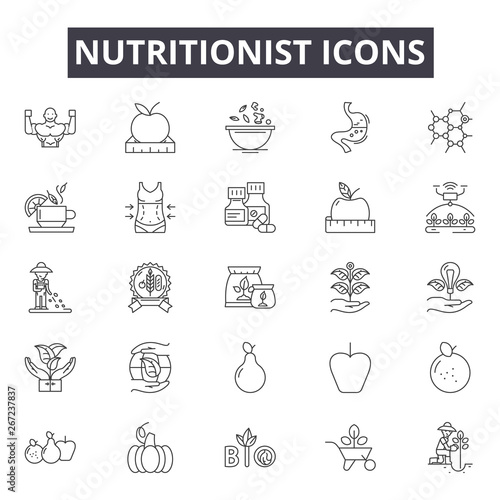 Nutritionist line icons, signs, vector set, outline concept, linear illustration