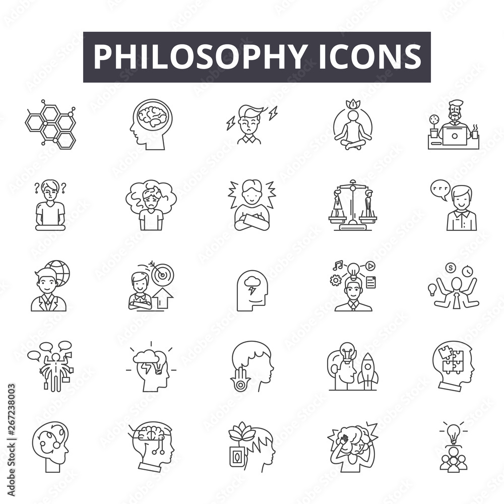 Philosophy line icons, signs, vector set, outline concept, linear illustration - obrazy, fototapety, plakaty 