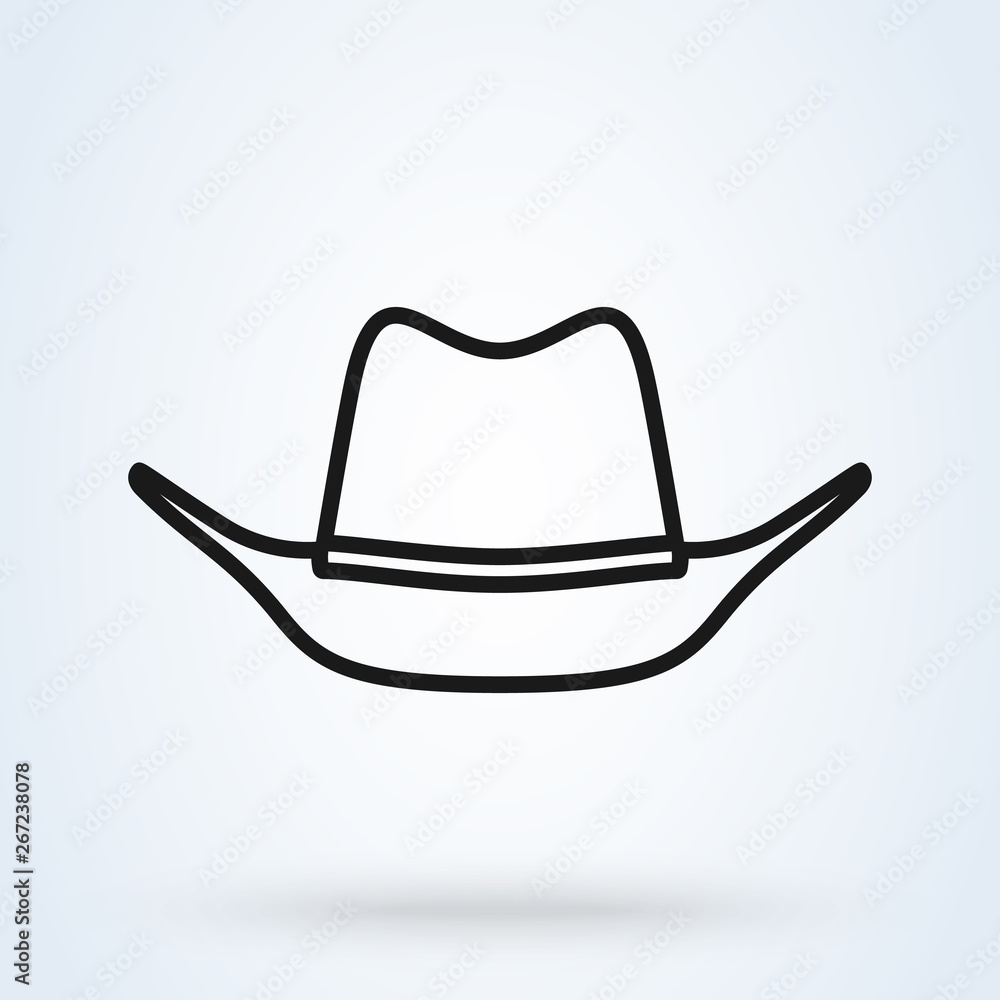 Cowboy hat line art icon isolated on white background. illustration Cowboy hat line art icon isolated on white background. illustration