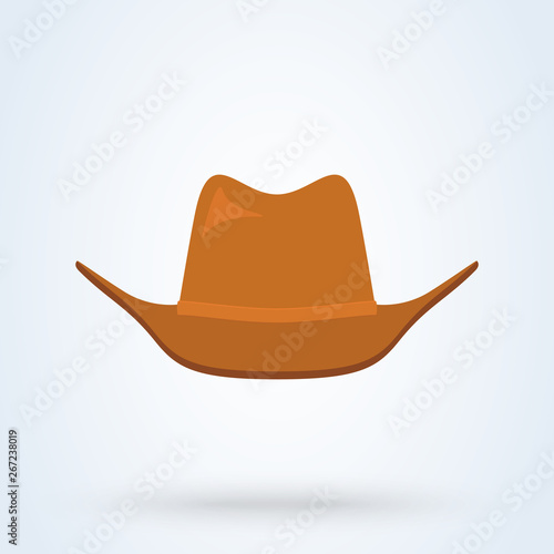 Cowboy hat flat style. icon isolated on white background. illustration