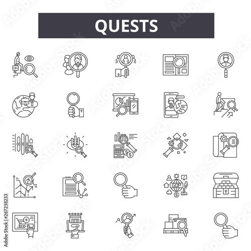 Quests line icons, signs, vector set, outline concept, linear illustration