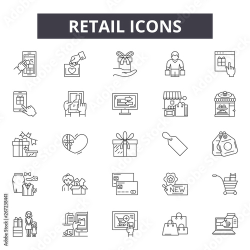 Retail line icons, signs, vector set, outline concept, linear illustration