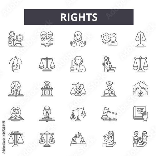 Rights line icons, signs, vector set, outline concept, linear illustration