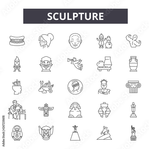 Sculpture line icons, signs, vector set, outline concept, linear illustration