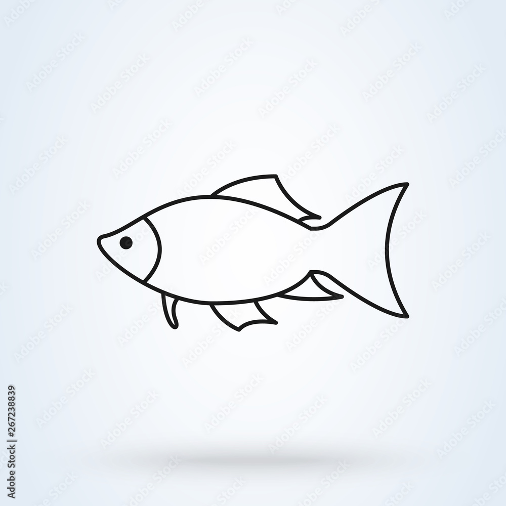 fish silhouette line art icon isolated on white background. illustration fish silhouette line art icon isolated on white background. illustration