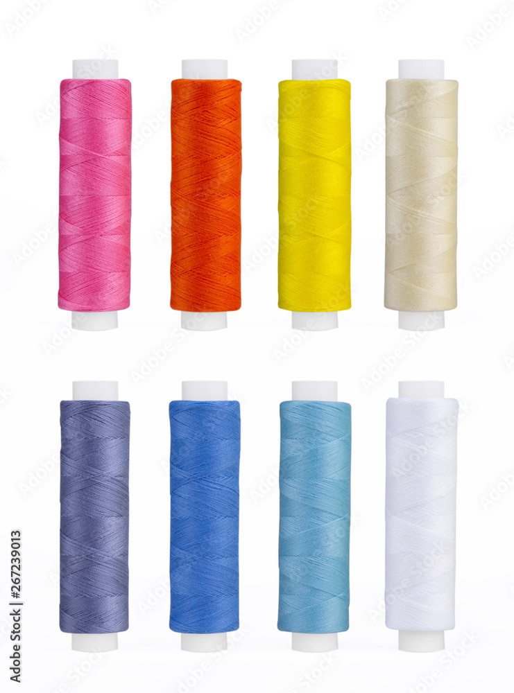 Set of sewing thread coils, miscellaneous colours, isolated on white Set of sewing thread coils, miscellaneous colours, isolated on white