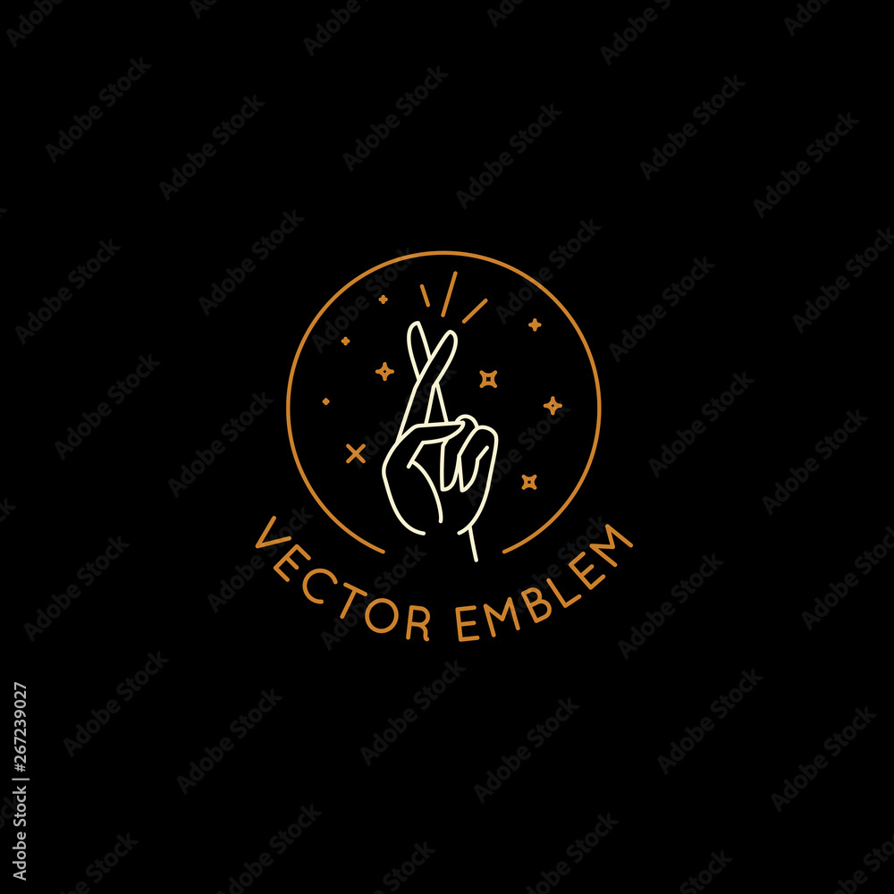 Fototapeta premium Vector abstract logo design template in trendy linear minimal style - good luck