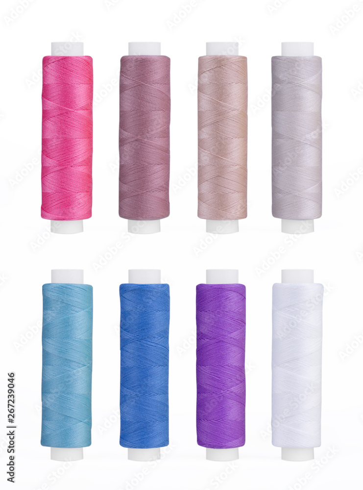 Set of sewing thread coils, miscellaneous colours, isolated on white Set of sewing thread coils, miscellaneous colours, isolated on white