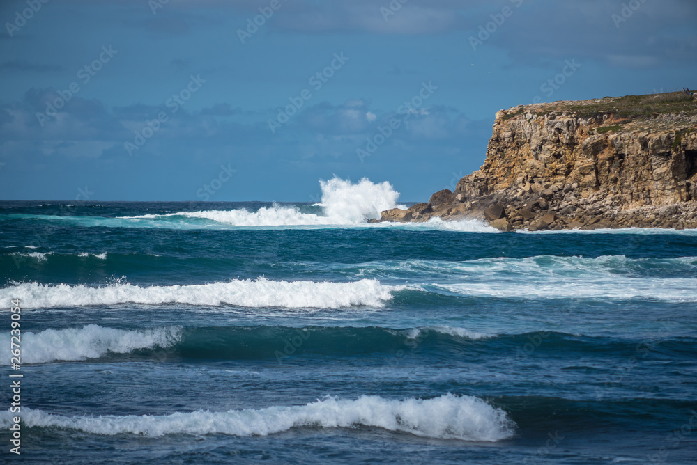 Waves and rocks on the shore of the Atlantic Ocean
