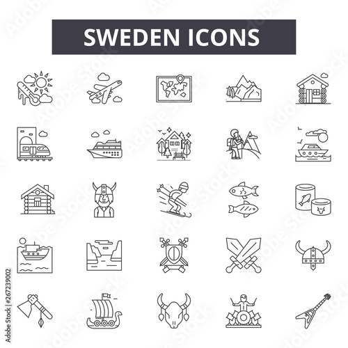 Sweden line icons, signs, vector set, outline concept, linear illustration