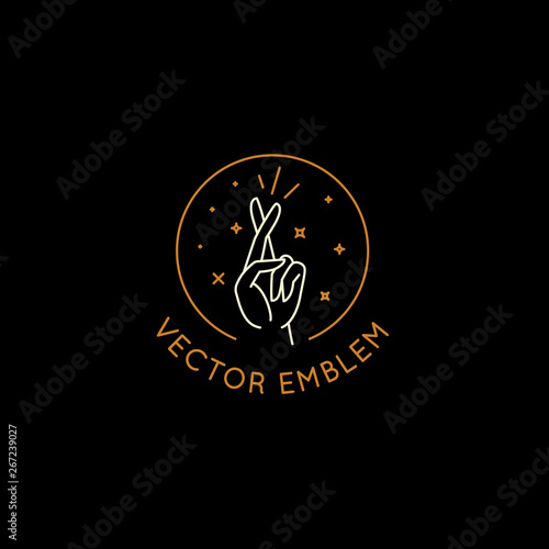 Vector abstract logo design template in trendy linear minimal style - good luck