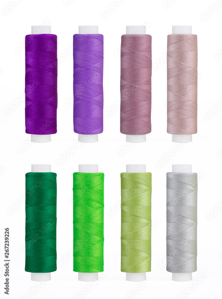 Set of sewing thread coils, miscellaneous colours, isolated on white Set of sewing thread coils, miscellaneous colours, isolated on white