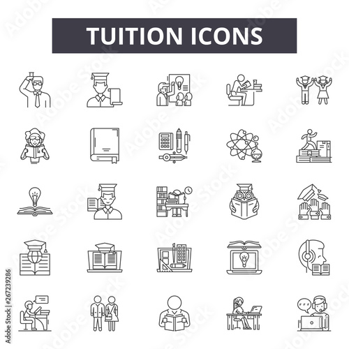 Tuition line icons, signs, vector set, outline concept, linear illustration