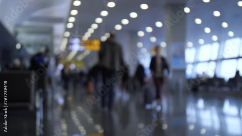 Wallpaper Mural Airport. People in defocus walk with bags and suitcases. 4K Slow Mo Torontodigital.ca